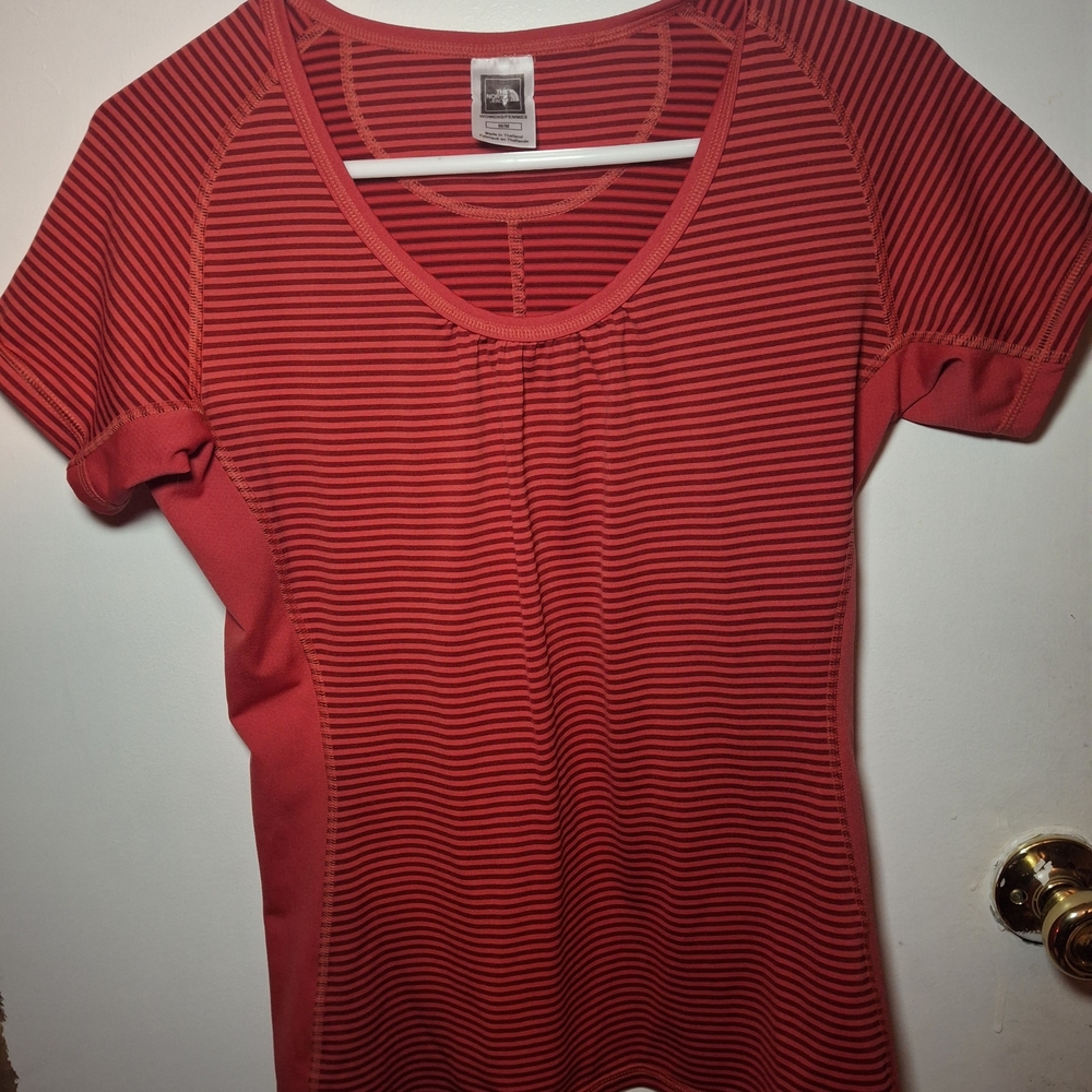 The North Face Women's‎ Red Striped Short Sleeve Tee